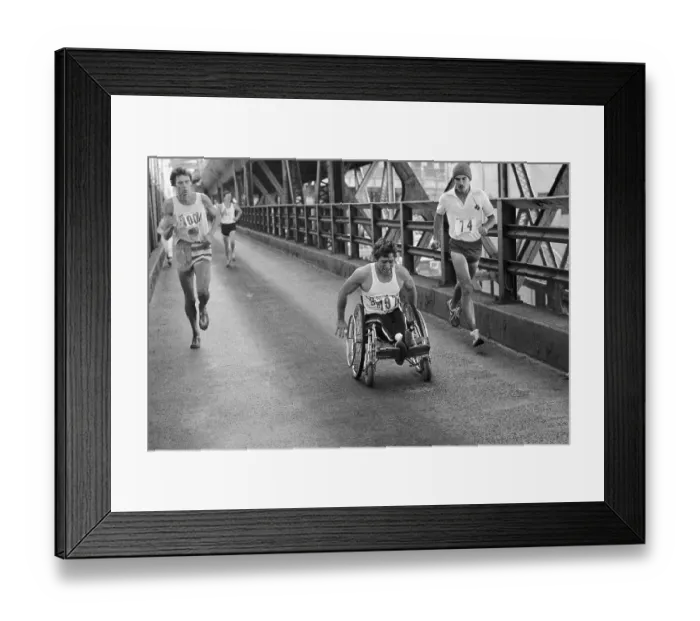 Framed Print : Paraplegic Races in Wheelchair in Marathon Framed Print : Paraplegic Races in Wheelchair in Marathon