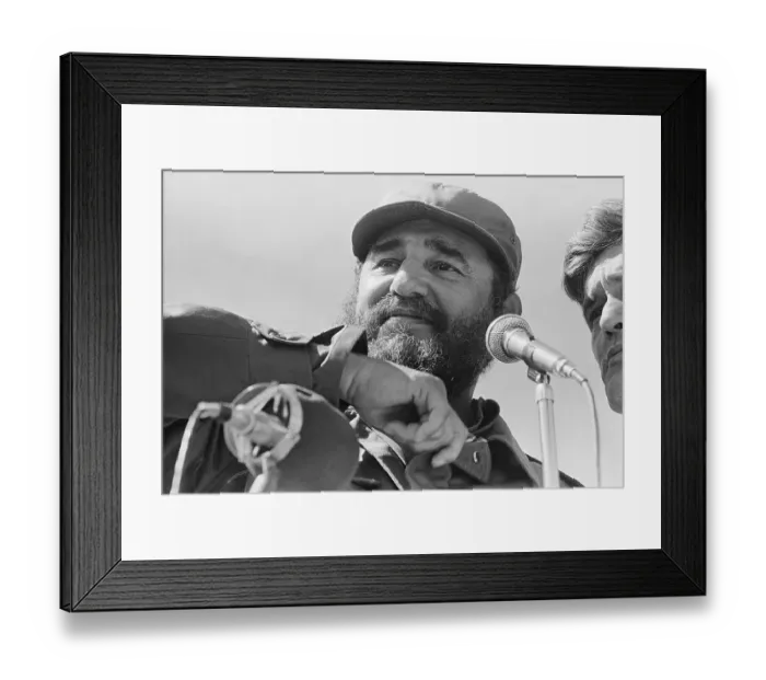 Framed Print : Fidel Castro Talking Into Mike