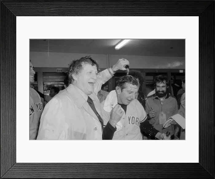 Framed Print : George Steinbrenner Pouring Champagne on Billy Martin Framed Print : George Steinbrenner Pouring Champagne on Billy Martin