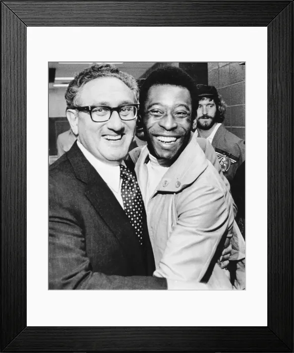 Framed Print : Kissinger and Pele Embrace Framed Print : Kissinger and Pele Embrace