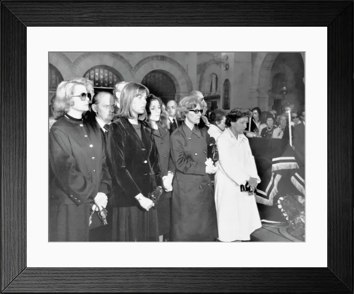 Framed Print : Princess Grace and Princess Caroline Attending Funeral Services Framed Print : Princess Grace and Princess Caroline Attending Funeral Services