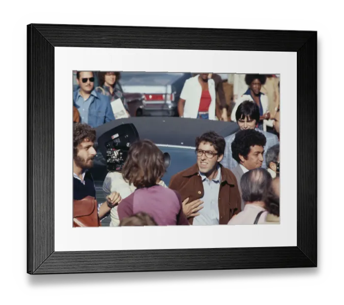 Framed Print : Mark Rudd. Political activist Mark Rudd stops to talk to a reporter on Framed Print : Mark Rudd. Political activist Mark Rudd stops to talk to a reporter on