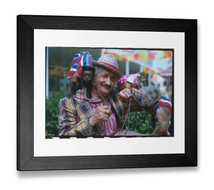 Framed Print : Alberto Lanzoil and His Monkeys Framed Print : Alberto Lanzoil and His Monkeys