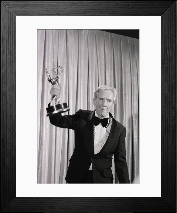 Framed Print : Burgess Meredith Cradles Emmy Framed Print : Burgess Meredith Cradles Emmy
