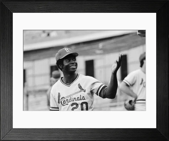 Framed Print : Lou Brock, Hand Raised;Stolen Base Master Framed Print : Lou Brock, Hand Raised;Stolen Base Master