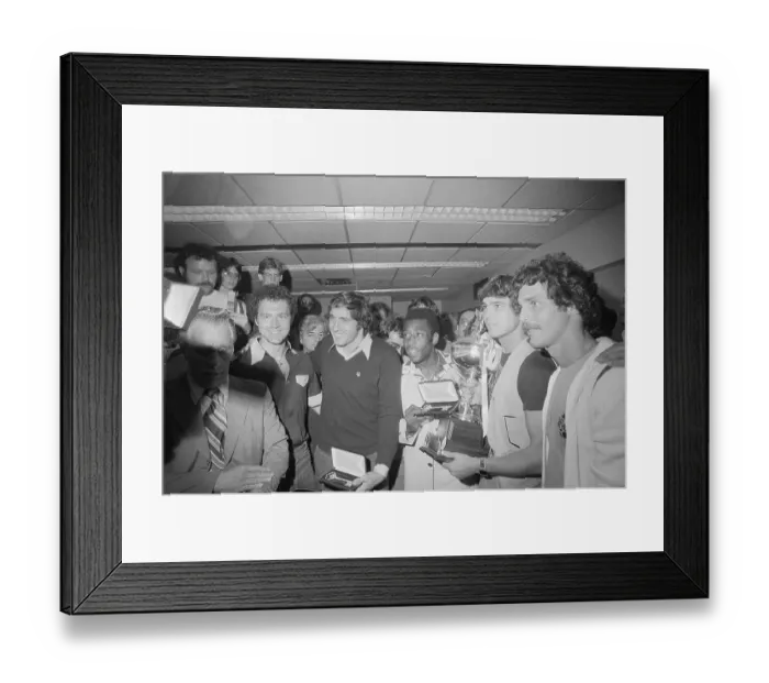 Framed Print : New York Cosmos Teammates Posing with Trophy Framed Print : New York Cosmos Teammates Posing with Trophy