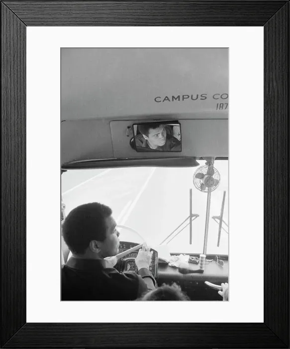 Framed Print : Muhammad Ali Driving Bus Framed Print : Muhammad Ali Driving Bus