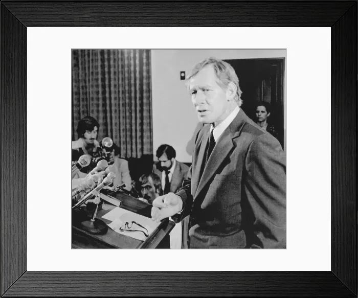 Framed Print : Frank M. Johnson Speaking to Reporters