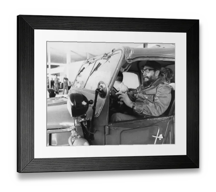 Framed Print : Fidel Castro Driving Jeep Framed Print : Fidel Castro Driving Jeep