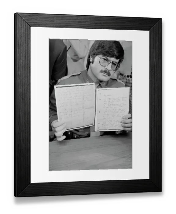 Framed Print : Craig Glassman Showing Evidence Leading to Son of Sam Framed Print : Craig Glassman Showing Evidence Leading to Son of Sam