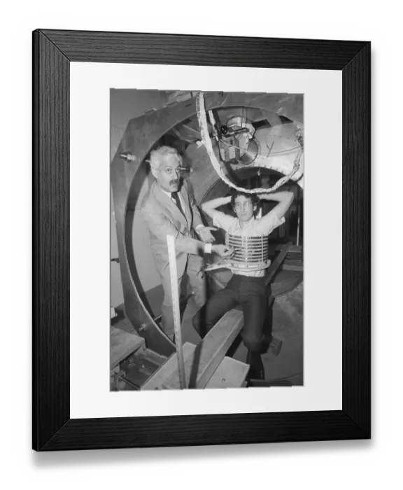Framed Print : Doctors with Early MRI Machine Framed Print : Doctors with Early MRI Machine