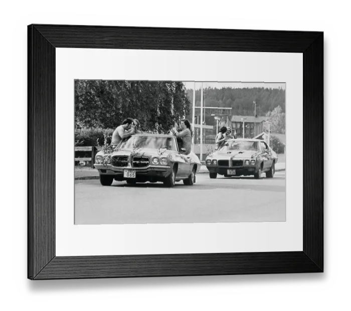 Framed Print : Raggare Gang Traveling Carelessly Outside Their Cars Framed Print : Raggare Gang Traveling Carelessly Outside Their Cars