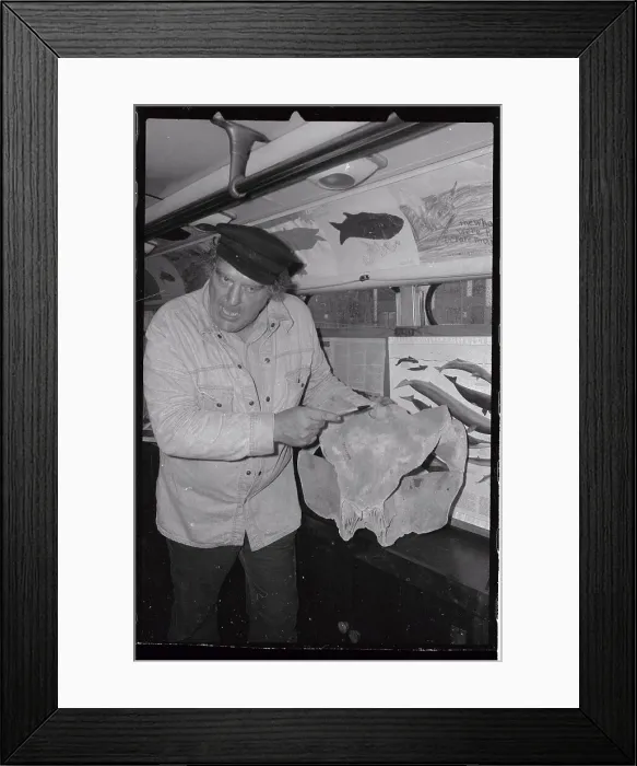 Framed Print : Byrd Baker Holding Whale Skeleton Framed Print : Byrd Baker Holding Whale Skeleton