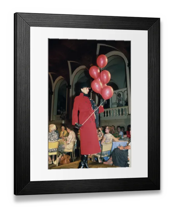 Framed Print : Red Coat And Balloons Framed Print : Red Coat And Balloons