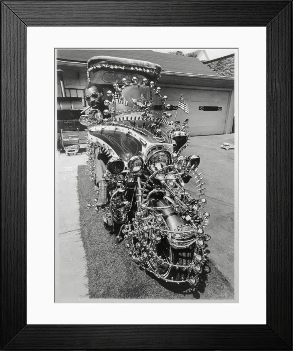 Framed Print : Man with His Customized Motorcycle Framed Print : Man with His Customized Motorcycle