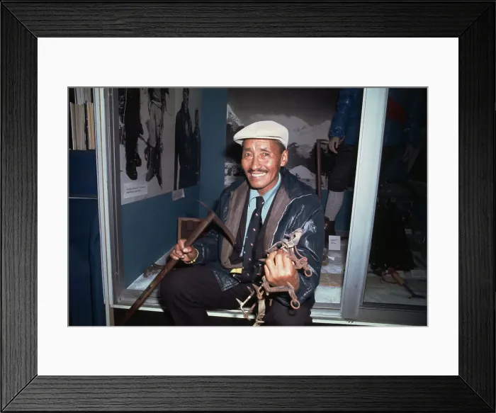 Framed Print : Tenzing Norgay Holding Climbing Equipment Framed Print : Tenzing Norgay Holding Climbing Equipment