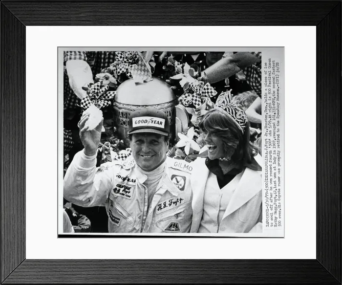 Framed Print : A.J. Foyt with Indy 500 Queen Framed Print : A.J. Foyt with Indy 500 Queen