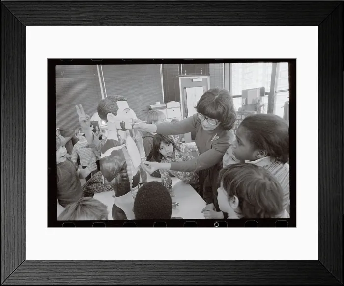 Framed Print : Teacher With Body Model Lung, Kids Framed Print : Teacher With Body Model Lung, Kids