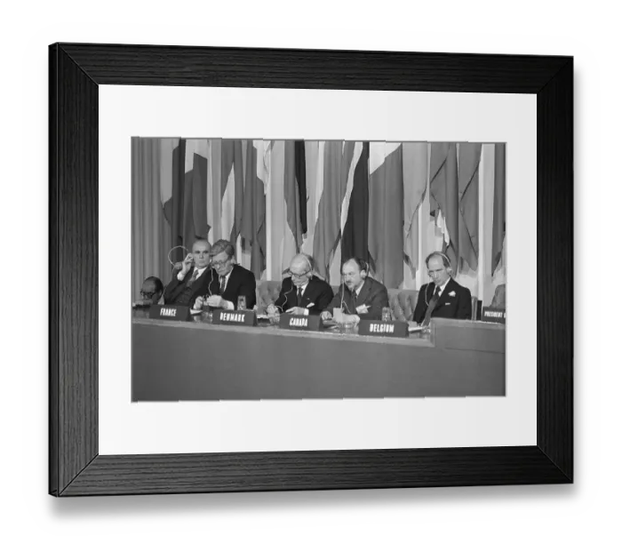 Framed Print : Political Leaders Listening to Speeches