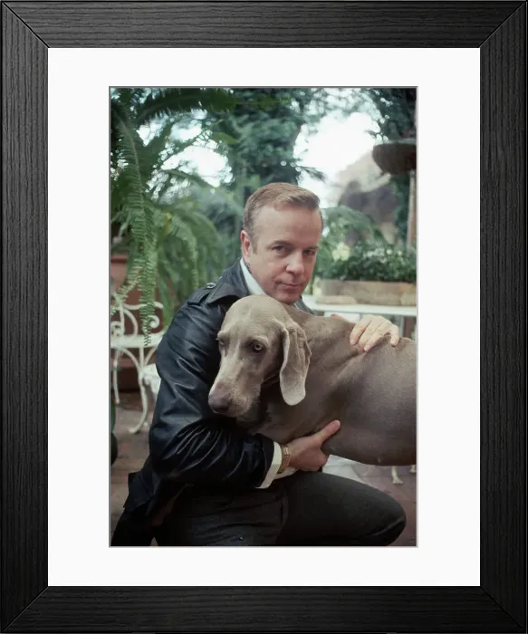 Framed Print : Franco Zeffirelli In Garden With His Dog Framed Print : Franco Zeffirelli In Garden With His Dog