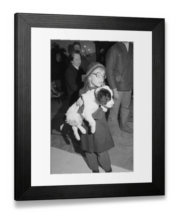 Framed Print : Young Amy Carter Holding Puppy Framed Print : Young Amy Carter Holding Puppy