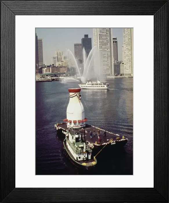 Framed Print : Giant Milk Bottle On Barge Framed Print : Giant Milk Bottle On Barge