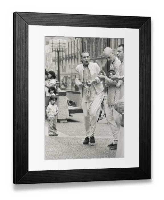Framed Print : Boy Intrigued by Chanting Hare Krishnas Framed Print : Boy Intrigued by Chanting Hare Krishnas