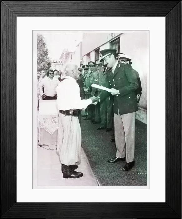 Framed Print : Pres Videla of Argentina Hands Man a Deed Framed Print : Pres Videla of Argentina Hands Man a Deed