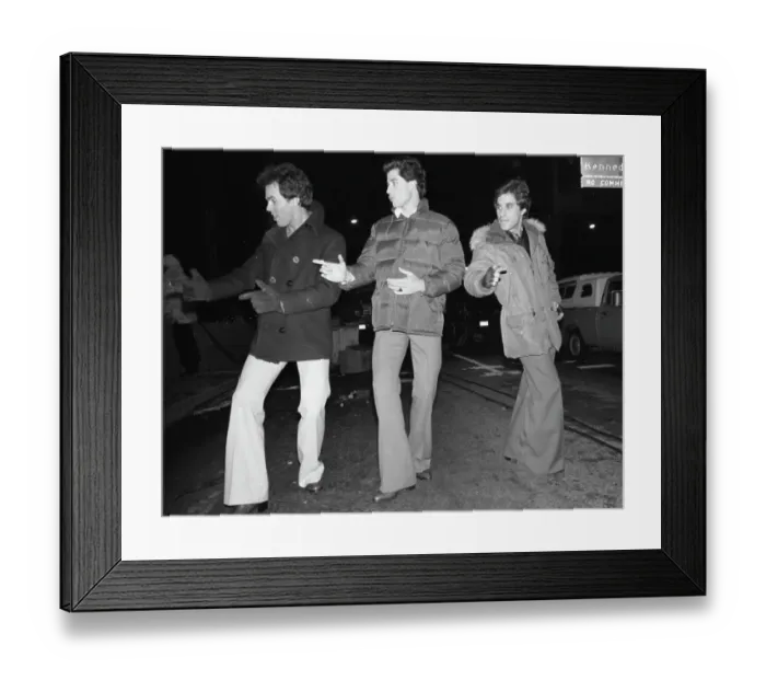 Framed Print : John Travolta on Location Filming Saturday Night Fever