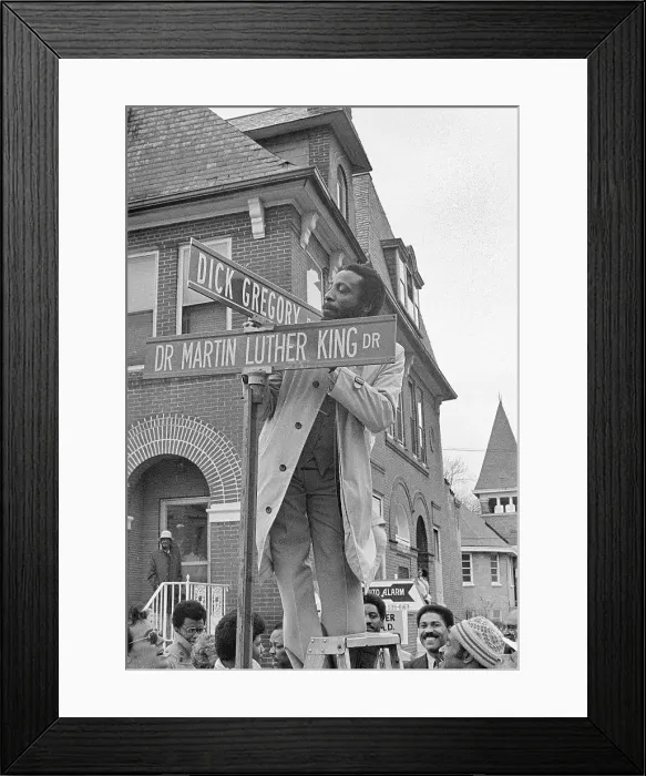 Framed Print : Dick Gregory Helping Rename Street After Him Framed Print : Dick Gregory Helping Rename Street After Him