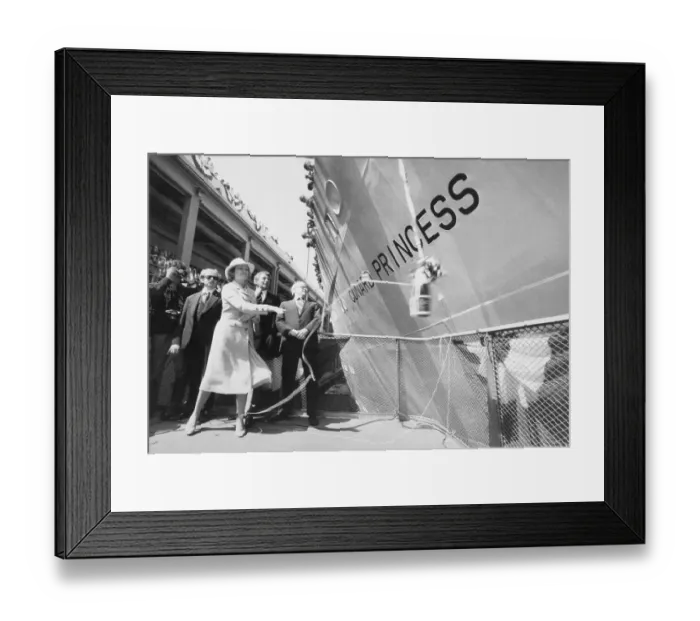 Framed Print : Grace Kelly Smashing a Champagne Bottle
