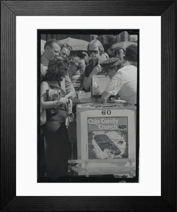 Framed Print : People Waiting to Purchase Ice Cream from Street Vendor Framed Print : People Waiting to Purchase Ice Cream from Street Vendor