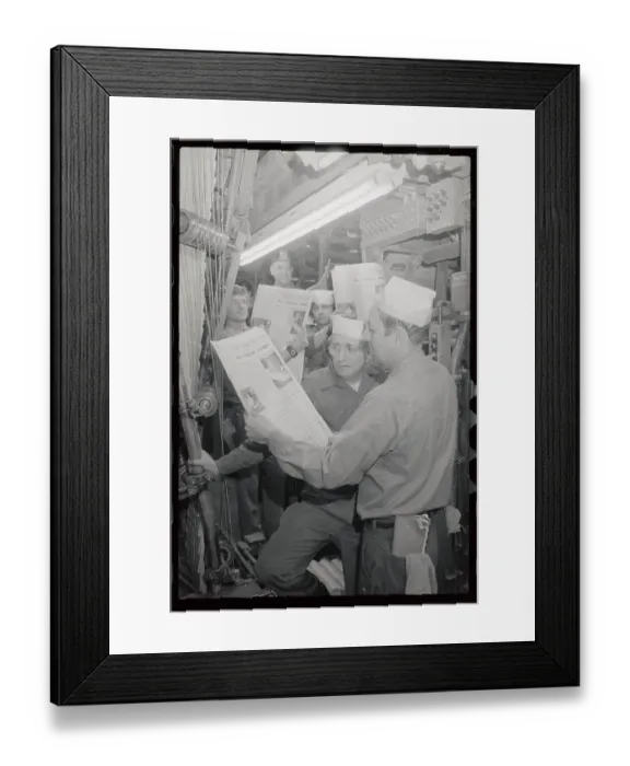 Framed Print : Pressmen Holding Last Edition of Long Island Press Framed Print : Pressmen Holding Last Edition of Long Island Press