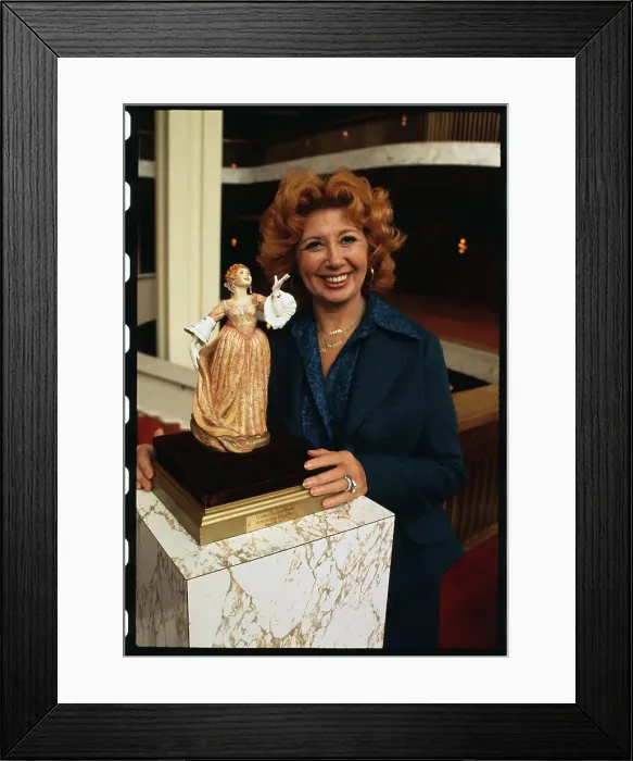 Framed Print : Beverly Sills Posing with Figurine Framed Print : Beverly Sills Posing with Figurine
