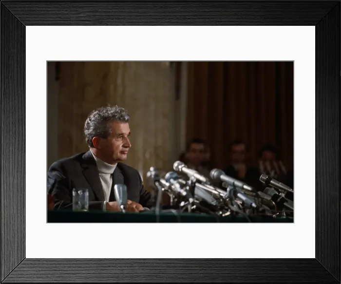 Framed Print : Nicolai Ceausescu Speaking at Microphones Framed Print : Nicolai Ceausescu Speaking at Microphones