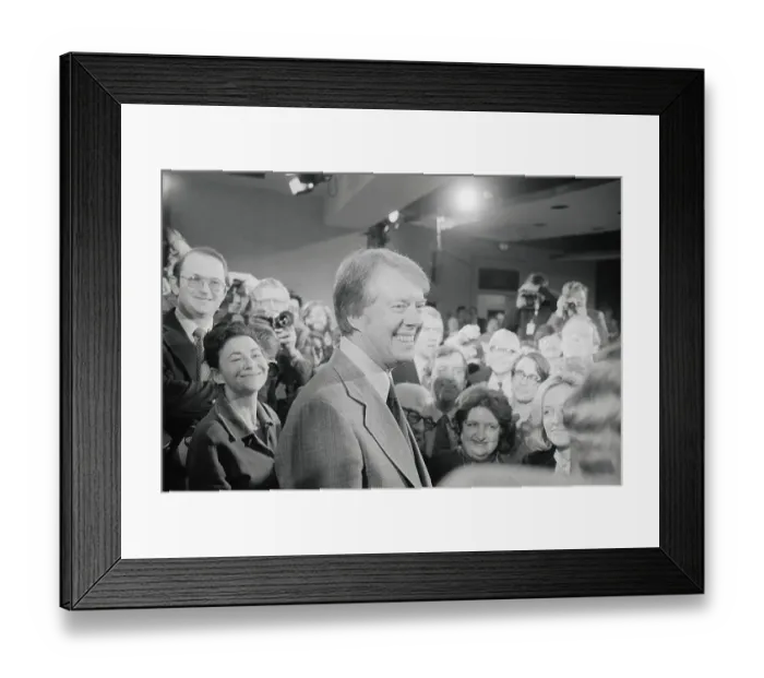 Framed Print : President Carter with Reporter Audience in Background Framed Print : President Carter with Reporter Audience in Background