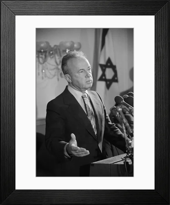Framed Print : Prime Minister Yitzhak Rabin At News Con Framed Print : Prime Minister Yitzhak Rabin At News Con