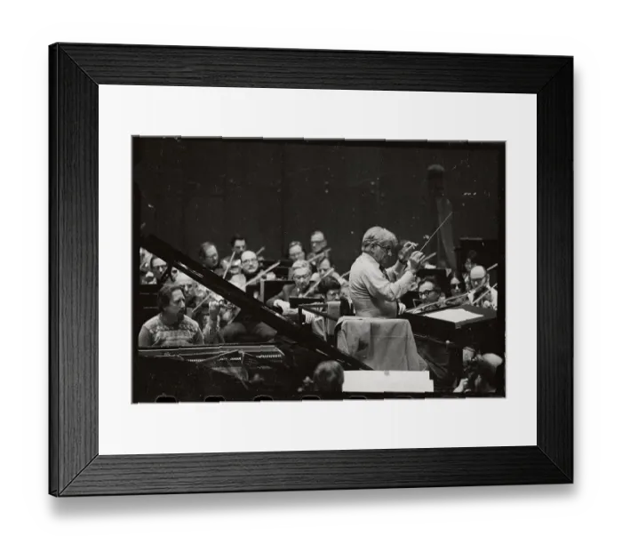Framed Print : Lazar Berman Playing Piano with Leonard Bernstein Conducting