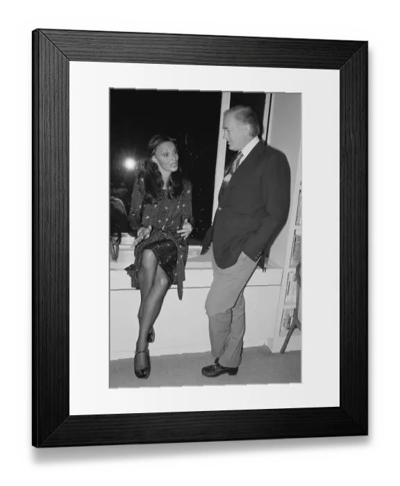 Framed Print : Diane Von Furstenberg and Clay Felker Chatting at Party Framed Print : Diane Von Furstenberg and Clay Felker Chatting at Party