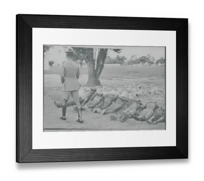Framed Print : Rhodesian Police Man at Slain Rebel Guerilla Site