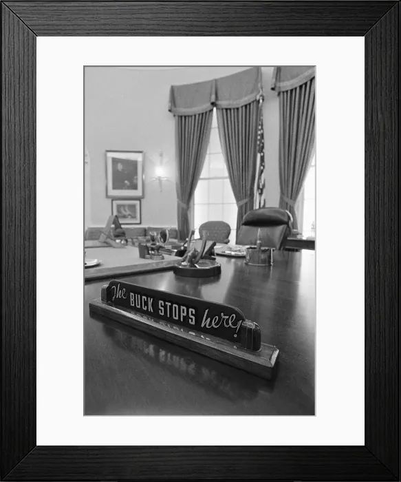 Framed Print : Harry Truman's The Buck Stops Here Sign Framed Print : Harry Truman's The Buck Stops Here Sign