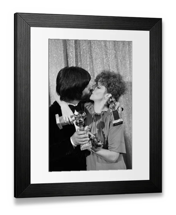 Framed Print : Barbara Streisand Kissing John Peters Framed Print : Barbara Streisand Kissing John Peters