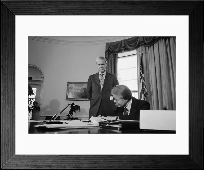 Framed Print : Jimmy Carter with James Schlesinger Framed Print : Jimmy Carter with James Schlesinger