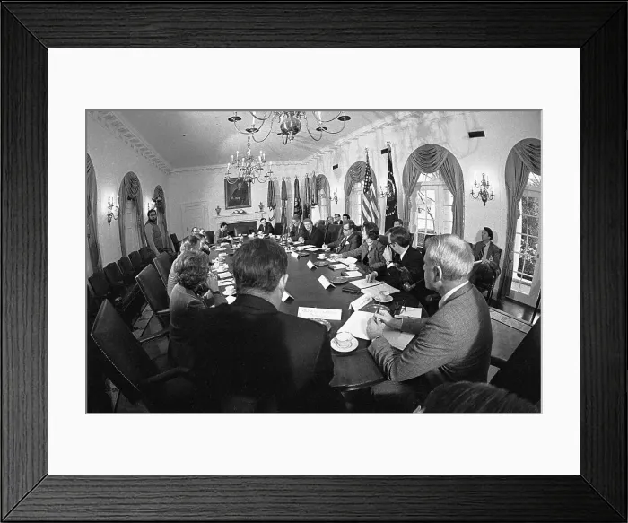 Framed Print : President Carter Holding First Cabinet Meeting Framed Print : President Carter Holding First Cabinet Meeting