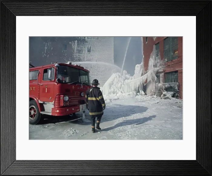 Framed Print : Fire Scene Freezes Over Framed Print : Fire Scene Freezes Over