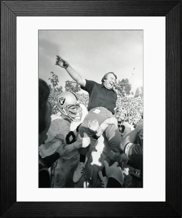 Framed Print : John Madden and Raider Football Team Framed Print : John Madden and Raider Football Team