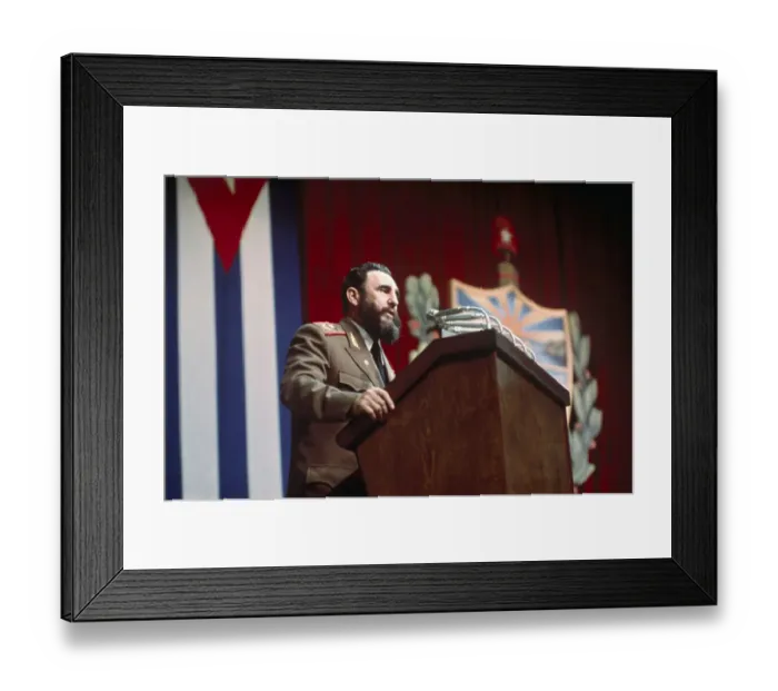 Framed Print : Fidel Castro Speaking at Microphones Framed Print : Fidel Castro Speaking at Microphones