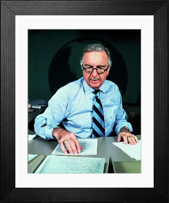 Framed Print : Walter Cronkite Looking over News Report Framed Print : Walter Cronkite Looking over News Report