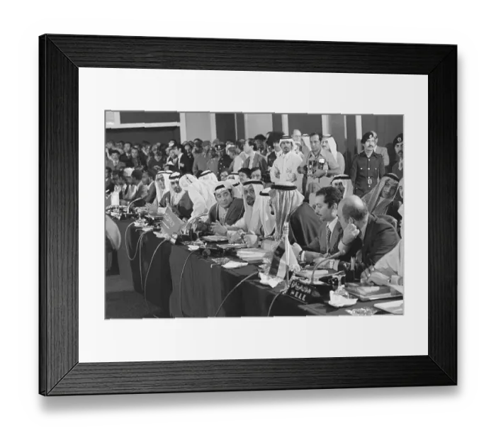 Framed Print : Sheikh Yamani at OPEC Meeting Framed Print : Sheikh Yamani at OPEC Meeting