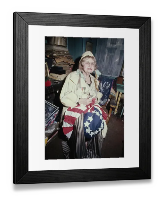 Framed Print : Woman Hand-Stitching American Flag Framed Print : Woman Hand-Stitching American Flag